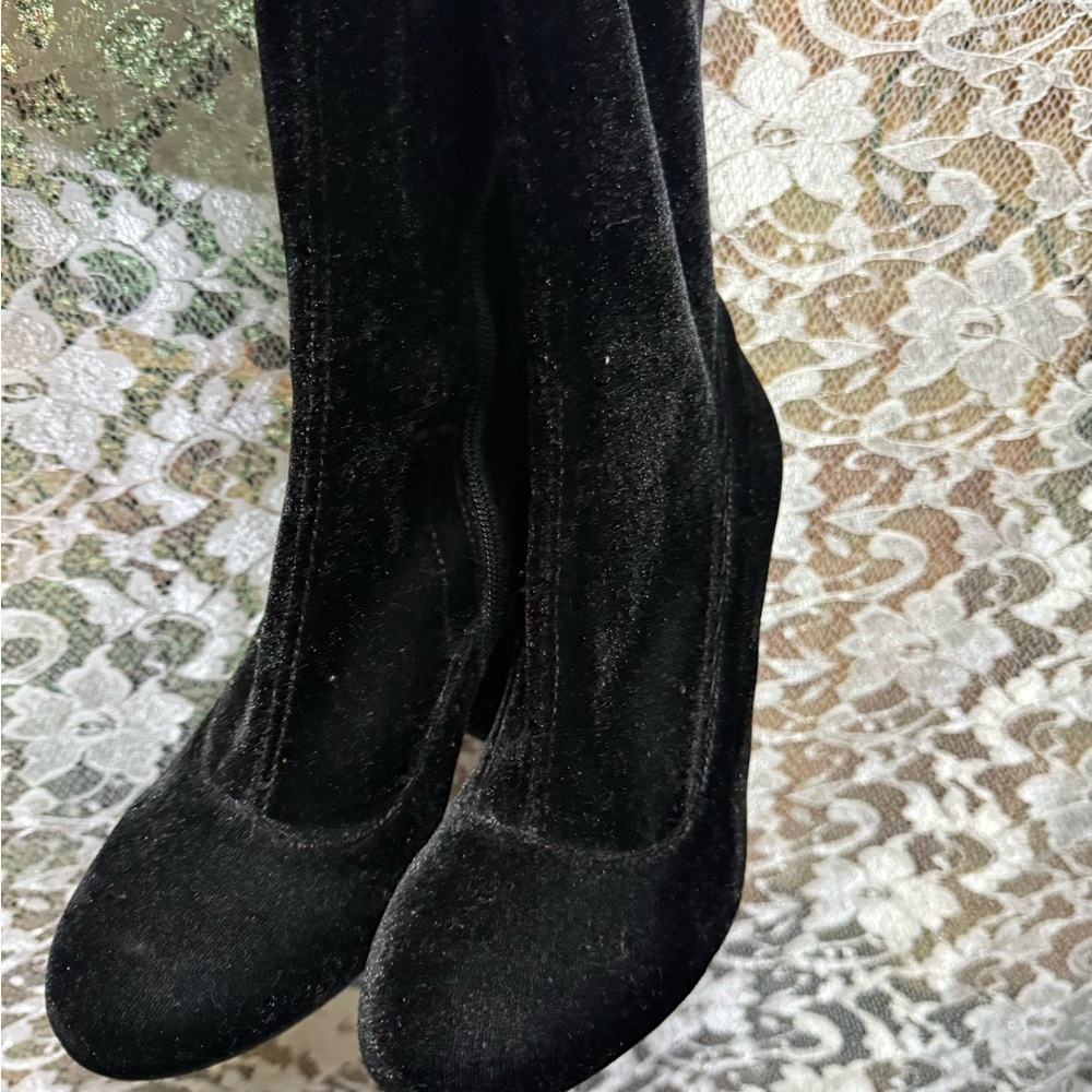 Black velvet Over the Knee thigh high Boots CARVELA by Kurt Geiger 4” heel